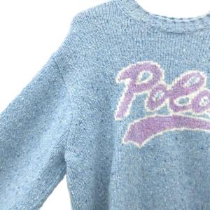 POLO RALPH LAUREN ニット セーター M 水色 ライトブルー クルーネック 長袖 /YS40 GY61