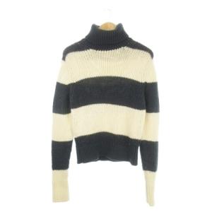 タートルネックセーター ニット 長袖 ボーダー 紺 ネイビー 白 ホワイト /CK5 GY61