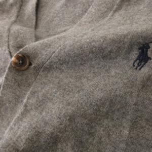 Polo by Ralph Lauren カーディガン ニット Vネック 長袖 ポニーロゴ刺繍 ウール L グレー /CK6 GY61