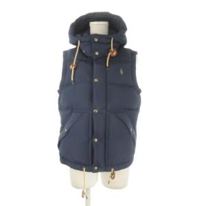 ダウンベスト ジャケット 上着 M 紺 ネイビー フード付き 袖なし ロゴ刺繍 211720215001