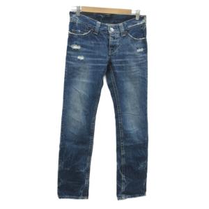 デニムパンツ ジーンズ スリムパンツ ロング丈 M 紺 ダメージ加工 2AP-4083 /SY31 GY61