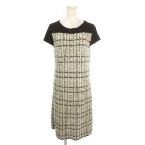 ALMA EN ROSE ツイードワンピース ウール 38 白 ホワイト 黒 ブラック ミックスカラー