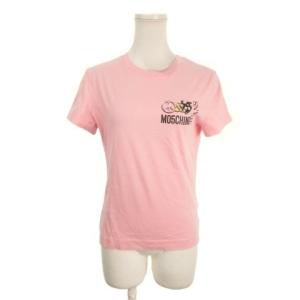 M05CH1NO JEANS Tシャツ ピンク 半袖 ロゴプリント ラウンドネック WT5848205