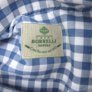 LUIGI BORRELLI カジュアルシャツ 青 ブルー ギンガムチェック柄 長袖 /SM42 GY61