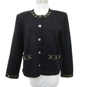 ノーカラージャケット ミドル丈 9 黒 ブラック 刺繍 /SM52 GY61