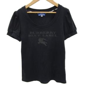 Tシャツ カットソー 38 M 黒 ブラック 半袖 ロゴプリント /SM58 GY61