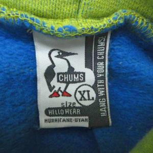 CHUMS パーカー ミドル丈 裏起毛 ロゴ XL 黄緑 ライトグリーン /SM21 GY61