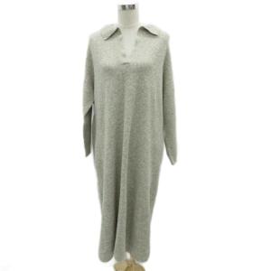 ワンピース マキシ丈 ロング丈 ベージュ スキッパーカラー 長袖 /SM36 GY61