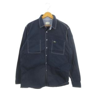 シャツ XL 青 ブルー 長袖 レギュラーカラー 胸ポケット ステッチデザイン /MN24 GY61