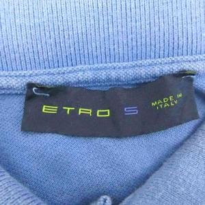 ETRO ポロシャツ ポロカラー 半袖 S 青 ブルー 刺繍 /HO27 GY61