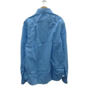 LUIGI BORRELLI カジュアルシャツ 40 L 青 ブルー オフホワイト ギンガムチェック柄 長袖 /HO47 GY61