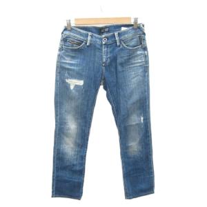 デニムパンツ ジーンズ スリムパンツ 26 ブルー ダメージ加工 ウォッシュ加工 /SY59 GY61