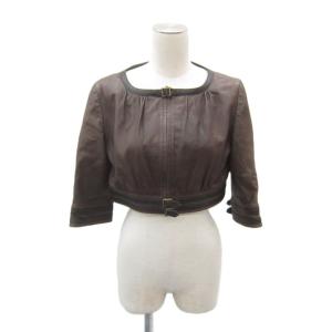 レザージャケット 革ジャン ショート丈 七分袖 9 茶 /SY61 GY61