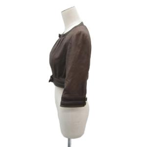 miss ashida レザージャケット 革ジャン ショート丈 七分袖 9 茶 /SY61 GY61