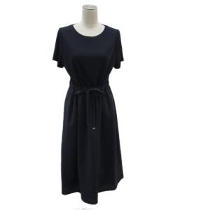 ワンピース ロング丈 11 紺 ネイビー 半袖 ドローストリングウエスト 切替 /SM39 GY61