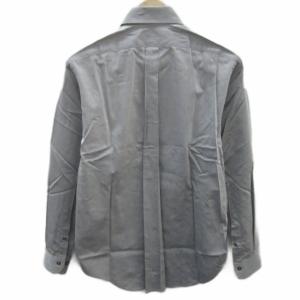 EMPORIO ARMANI Yシャツ ワイシャツ ドレスシャツ 長袖 ストライプ柄 グレー ロゴ刺繍 /SM41 GY61