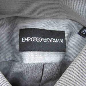 EMPORIO ARMANI Yシャツ ワイシャツ ドレスシャツ 長袖 ストライプ柄 グレー ロゴ刺繍 /SM41 GY61