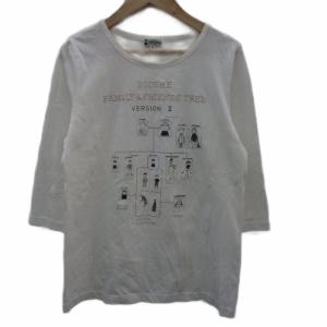 Tシャツ カットソー 七分袖 40 L 白 ホワイト プリント ラインストーン /SM43 GY61