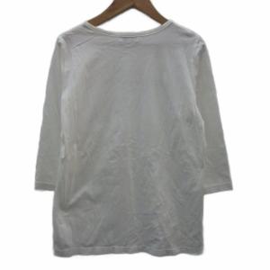 PICONE Tシャツ カットソー 七分袖 40 L 白 ホワイト プリント ラインストーン /SM43 GY61