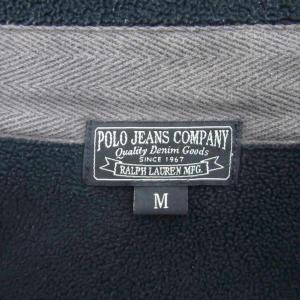 POLO JEANS フリースジャケット ミドル丈 M 黒 ブラック スタンドカラー /SM51 GY61
