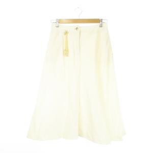 コーデュロイスカート フレア ロング ロゴチャーム 42 白 アイボリー /CK46 GY61