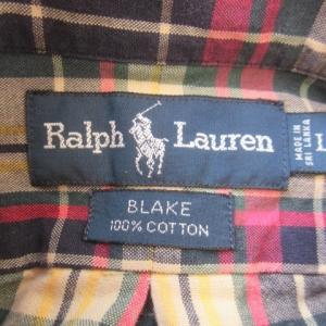 RALPH LAUREN シャツ L ベージュ チェック柄 ボタンダウンカラー 長袖 /AO25 GY61