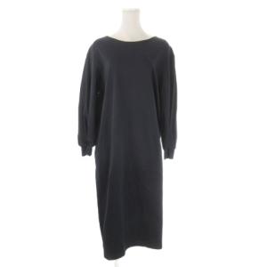 ワンピース 44 紺 ネイビー 長袖 ボートネック ストレッチ 無地 /CK30 GY61