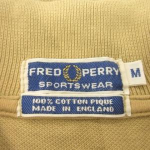 FRED PERRY SPORTSWEAR ポロシャツ M ベージュ 半袖 ロゴ刺繍 ライン /AH17 GY61