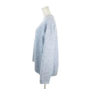URBAN RESEARCH ITEMS ニット セーター 水色 ブルー 黒 ブラック 斑点模様 クルーネック 長袖 /AH36 GY61