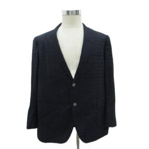 テーラードジャケット ミドル丈 BB6 紺 チェック柄 シングルボタン /SY21 GY61
