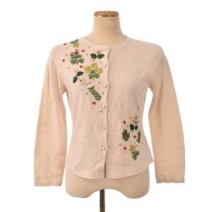 カーディガン 長袖 花柄 刺? L ピンク GY58