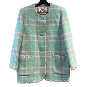 ノーカラージャケット ウール 9AR ライトグリーン GY58