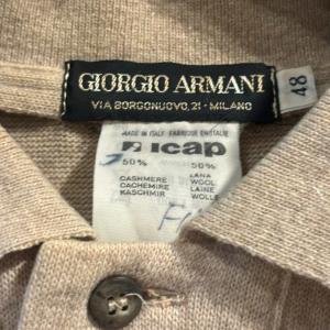 GIORGIO ARMANI ニット ポロシャツ 長袖 48 ベージュ GY58