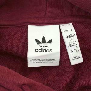 adidas パーカー L ワインレッド フード付き 長袖 ロゴプリント /LP GY61