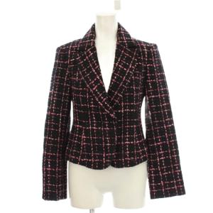 PINKY&DIANNE セットアップ  上下 ジャケット 上着 ウール 38  スカート ミニ丈 黒 ブラック ピンク チェック柄