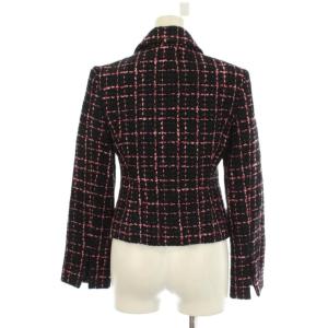 PINKY&DIANNE セットアップ  上下 ジャケット 上着 ウール 38  スカート ミニ丈 黒 ブラック ピンク チェック柄