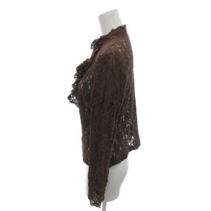 Leilian 美品 シャツ ブラウス 総レース フリル 長袖 11 茶 ブラウン /YJ GY61