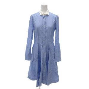 美品 シャツワンピース ロングフレアスカート 長袖 4 ライトブルー /YJ GY61