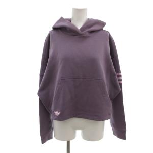 パーカー フーディー プルオーバー L 紫 パープル クロップド丈 カンガルーポケット 長袖 /NU GY61