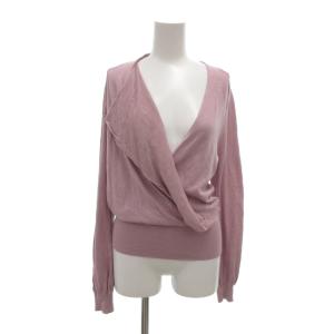 ニット カットソー M ピンク 長袖 絹 シルク カシュクール アシンメトリー /NU GY61