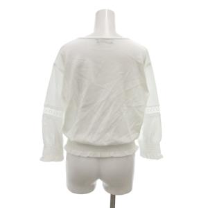 René カットソー 白 ホワイト 長袖 ラウンドネック シャーリングウエスト レース /NU GY61