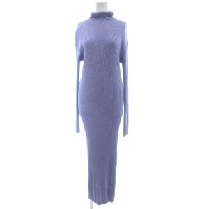 美品 ワンピース S リブニット 長袖 マキシ ロング ウール 青 ブルー /AE GY61