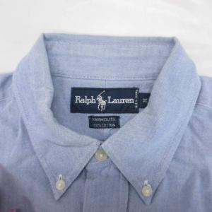 RALPH LAUREN ボタンダウンシャツ BD M 半袖 ロゴ 刺繍 青 ブルー /AE GY61