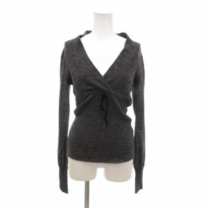 ニット セーター ウール M グレー Vネック クロスオーバー 長袖 /NL GY61