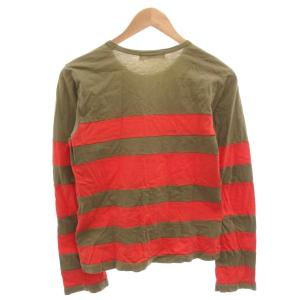 COMME des GARCONS robe de chambre AD2001 Tシャツ カットソー ボーダー 茶 ブラウン オレンジ /FF