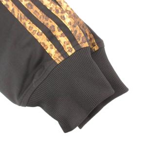 adidas 美品 ジャージ トラックジャケット S 黒 ブラック 長袖 レオパード柄 スタンドカラー /SJ GY61