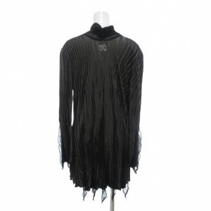 伊太利屋 カットソー 7 黒 ブラック ハイネック 長袖 シアー フリル /NU GY61