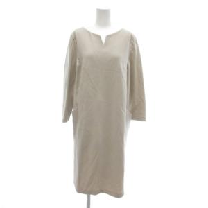 タグ付き ワンピース 2 ベージュ キーネック 長袖 ひざ丈 /NU GY61