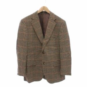 テーラードジャケット AB5 千鳥格子 カシミヤ 長袖 シングル 茶 ブラウン /NU GY61