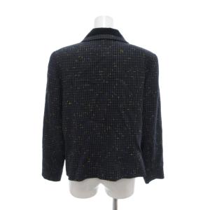 Guy Laroche GuyLaroche ヴィンテージ セットアップ ジャケット タイトスカート 40 紺 ネイビー チェック柄 ラウンドカラー